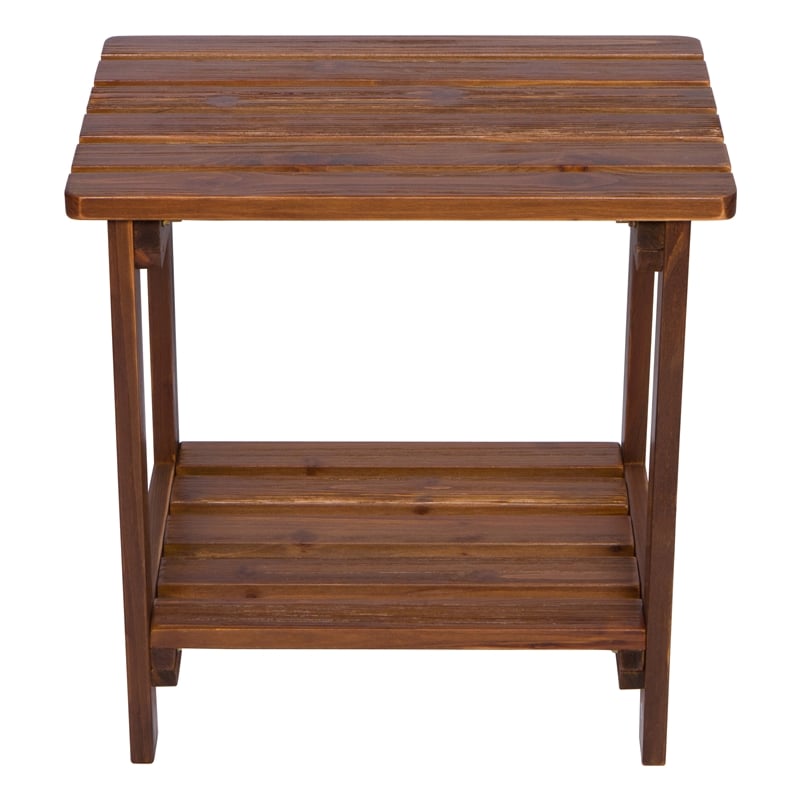 Pemberly Row Rectangular Traditional Wooden Indoor/Outdoor Side Table in Brown