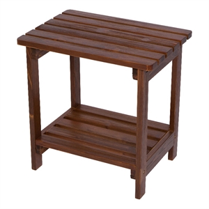 Pemberly Row Rectangular Traditional Wooden Indoor/Outdoor Side Table in Brown