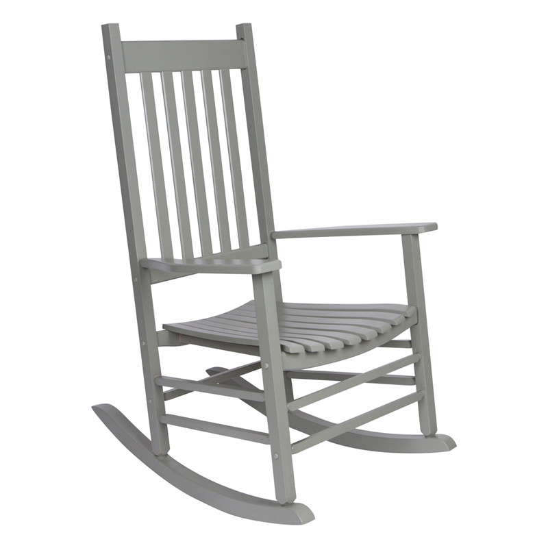Pemberly Row Traditional Hardwood Indoor/Outdoor Patio Porch Rocker in Gray