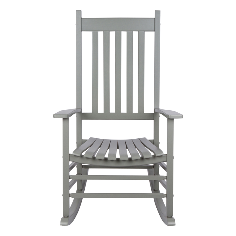 Pemberly Row Traditional Hardwood Indoor/Outdoor Patio Porch Rocker in Gray