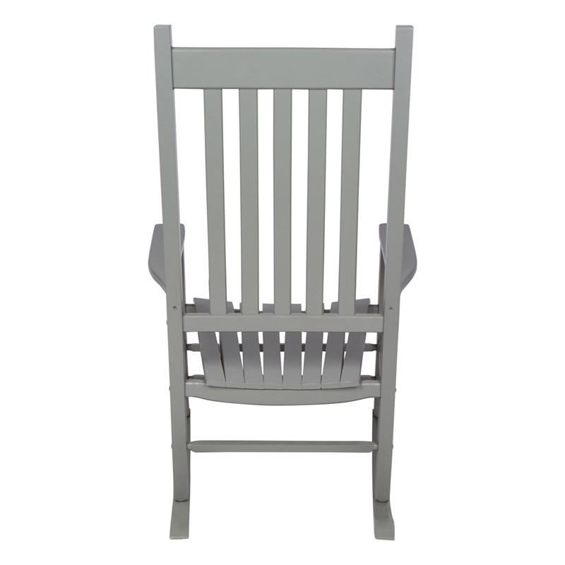 Pemberly Row Traditional Hardwood Indoor/Outdoor Patio Porch Rocker in Gray