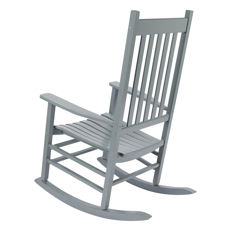 Pemberly Row Traditional Hardwood Indoor/Outdoor Patio Porch Rocker in Gray
