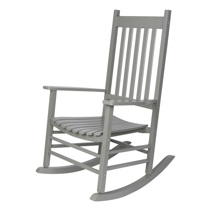 Pemberly Row Traditional Hardwood Indoor/Outdoor Patio Porch Rocker in Gray