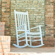 Pemberly Row Traditional Hardwood Indoor/Outdoor Patio Porch Rocker in White