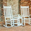 Pemberly Row Traditional Hardwood Indoor/Outdoor Patio Porch Rocker in White