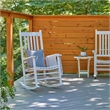 Pemberly Row Traditional Hardwood Indoor/Outdoor Patio Porch Rocker in White