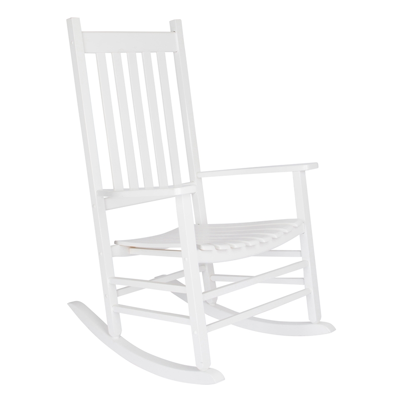 Pemberly Row Traditional Hardwood Indoor/Outdoor Patio Porch Rocker in White