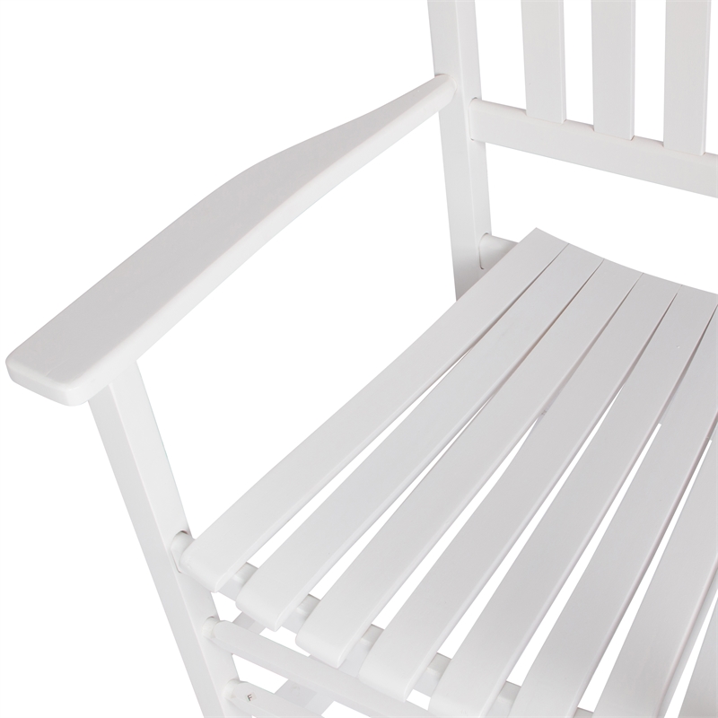 Pemberly Row Traditional Hardwood Indoor/Outdoor Patio Porch Rocker in White