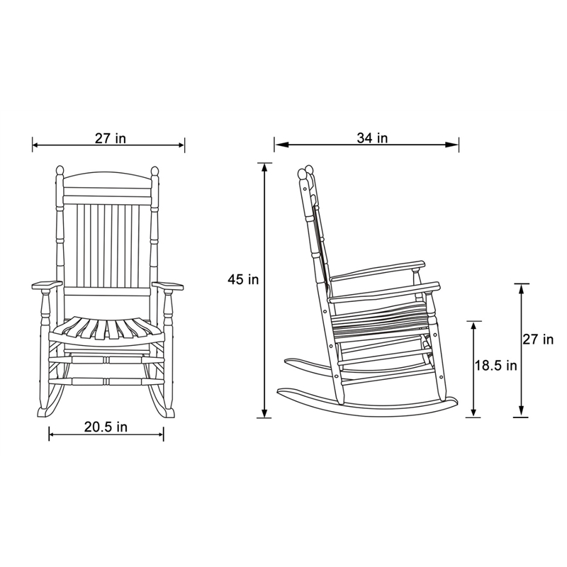 Pemberly Row Traditional Hardwood Indoor/Outdoor Porch Rocker in White