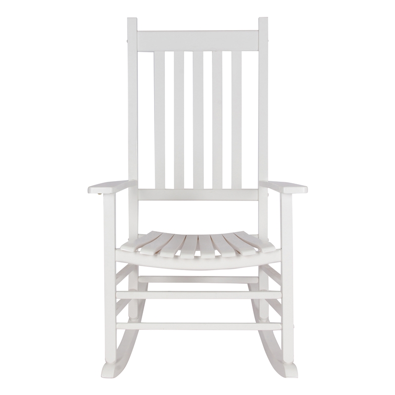 Pemberly Row Traditional Hardwood Indoor/Outdoor Porch Rocker in White