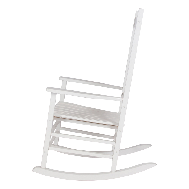 Pemberly Row Traditional Hardwood Indoor/Outdoor Porch Rocker in White