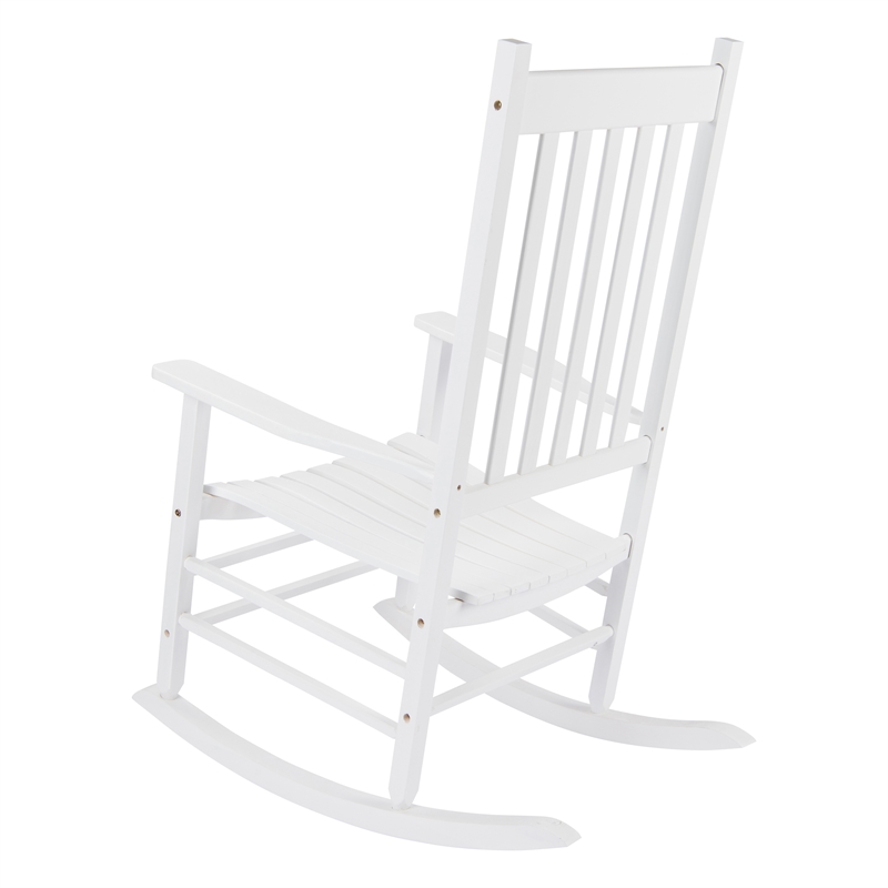 Pemberly Row Traditional Hardwood Indoor/Outdoor Porch Rocker in White