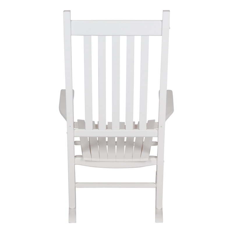 Pemberly Row Traditional Hardwood Indoor/Outdoor Porch Rocker in White