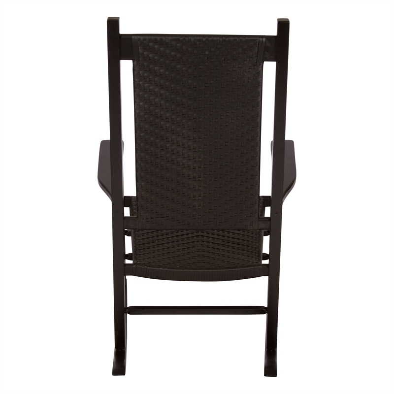 Pemberly Row Traditional Hardwood Patio Porch Rocker in Black