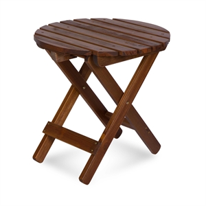 Pemberly Row Adirondack Round Cedar Wood Foldable Side Table in Brown