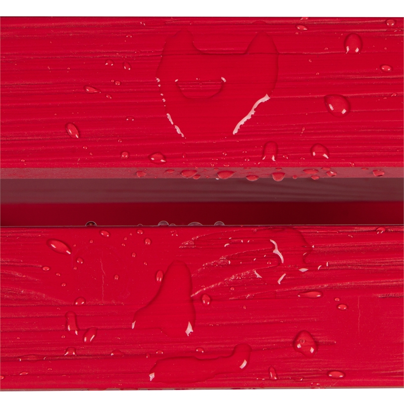 Pemberly Row Adirondack Square Cedar Wood Foldable Side Table in Red