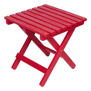 Pemberly Row Adirondack Square Cedar Wood Foldable Side Table in Red