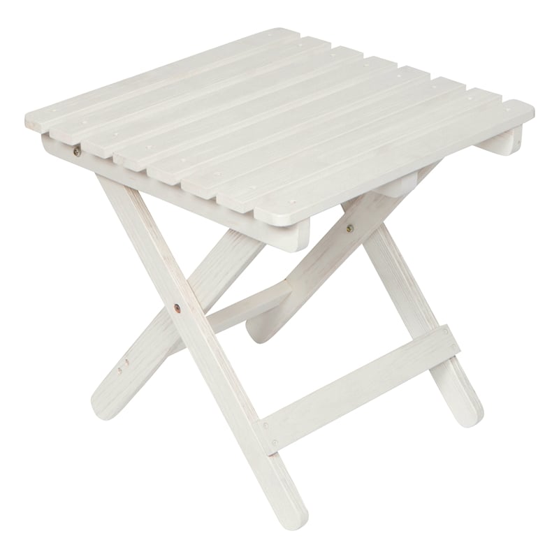 Pemberly Row Adirondack Square Cedar Wood Foldable Side Table in White