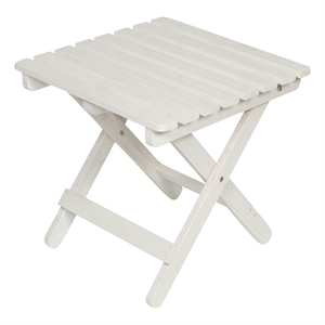 Pemberly Row Adirondack Square Cedar Wood Foldable Side Table in White