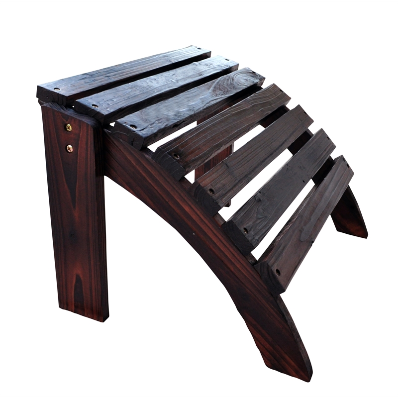 Pemberly Row Traditional Cedar Wood Adirondack Ottoman in Brown