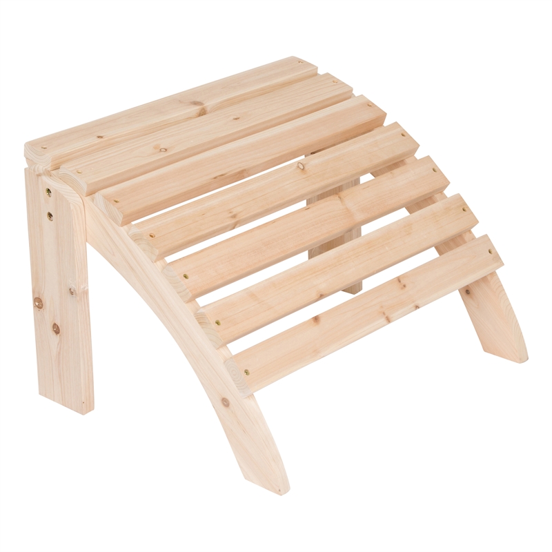 Pemberly Row Traditional Cedar Wood Adirondack Ottoman in Beige