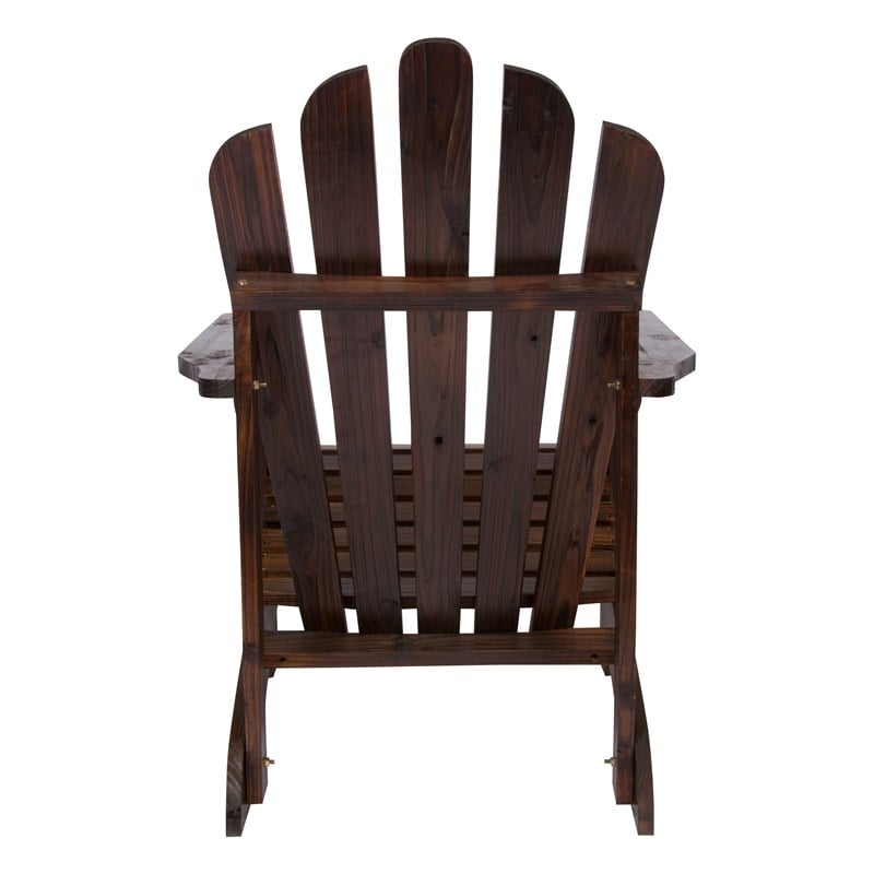 Pemberly Row Traditional Cedar Wood Patio Porch Adirondack Chair in Brown