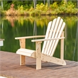 Pemberly Row Traditional Cedar Wood Patio Porch Adirondack Chair in Beige