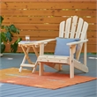 Pemberly Row Traditional Cedar Wood Patio Porch Adirondack Chair in Beige