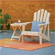 Pemberly Row Traditional Cedar Wood Patio Porch Adirondack Chair in Beige