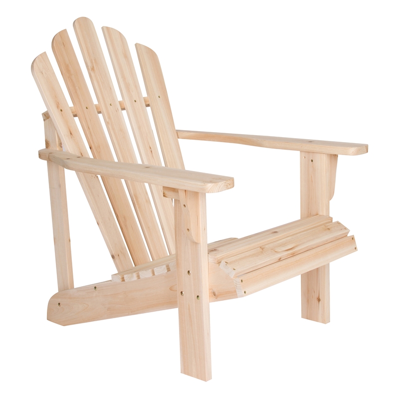 Pemberly Row Traditional Cedar Wood Patio Porch Adirondack Chair in Beige