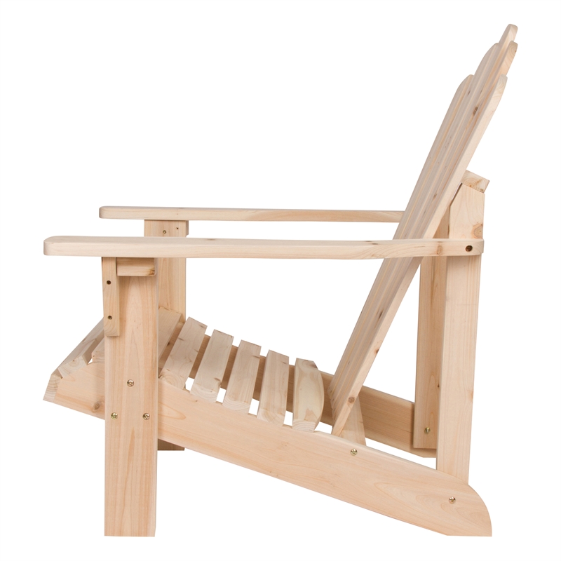 Pemberly Row Traditional Cedar Wood Patio Porch Adirondack Chair in Beige