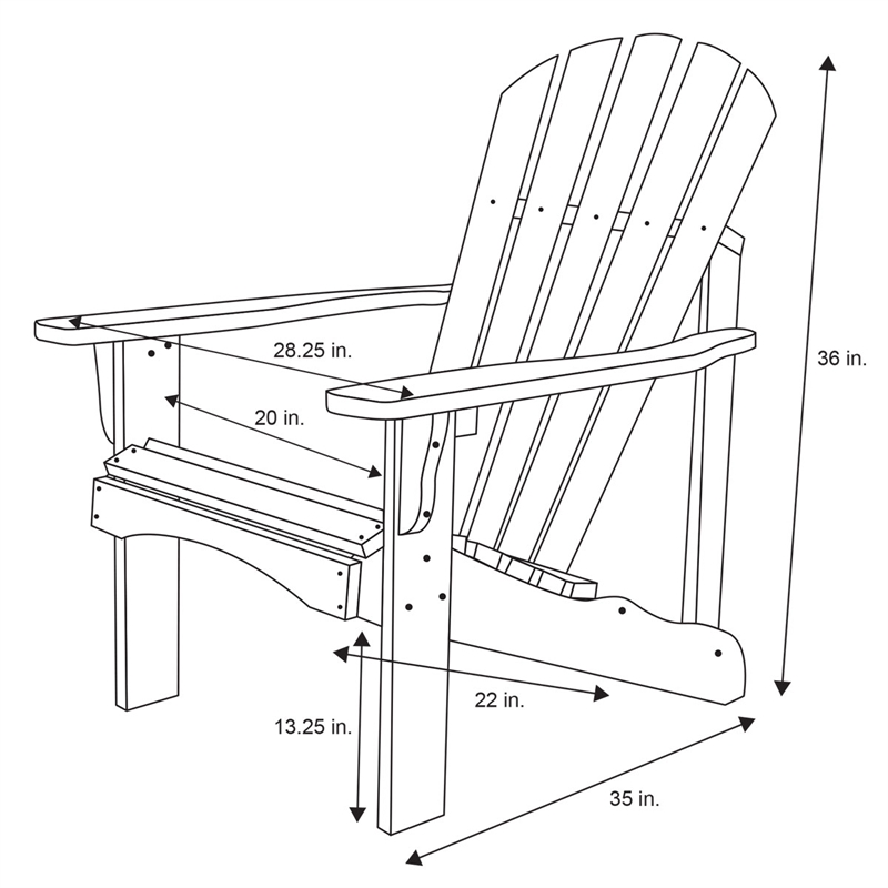 Pemberly Row Traditional Cedar Wood Patio Deck Adirondack Chair in Brown