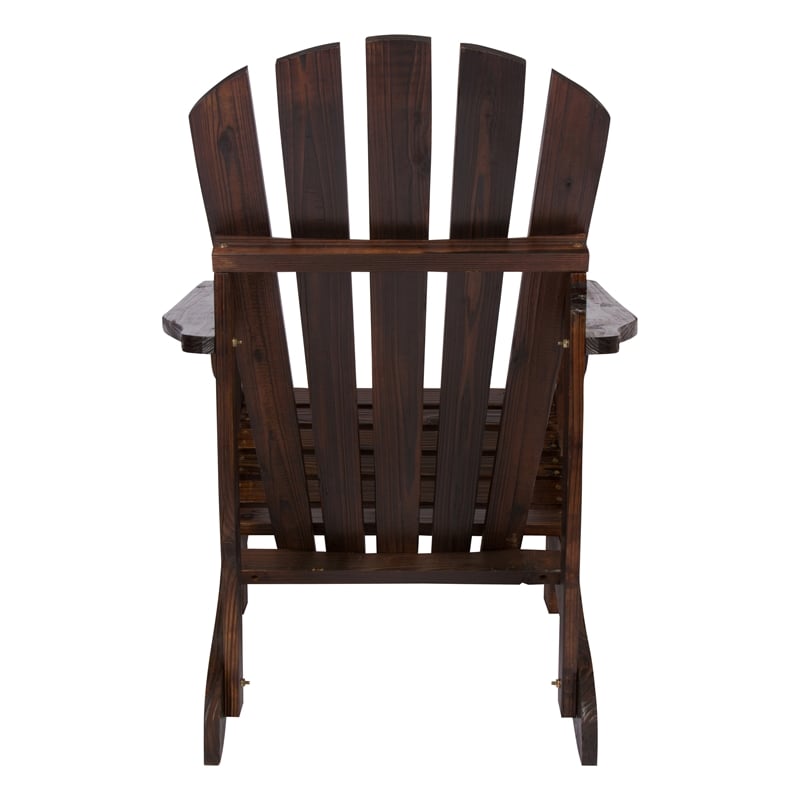 Pemberly Row Traditional Cedar Wood Patio Deck Adirondack Chair in Brown