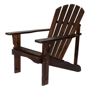 Pemberly Row Traditional Cedar Wood Patio Deck Adirondack Chair in Brown