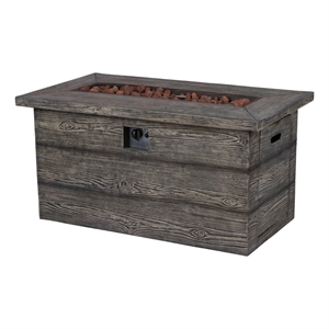 Pemberly Row 48&quot Rectangular Propane Gas Fire Pit Table with Lava Rocks in Gray