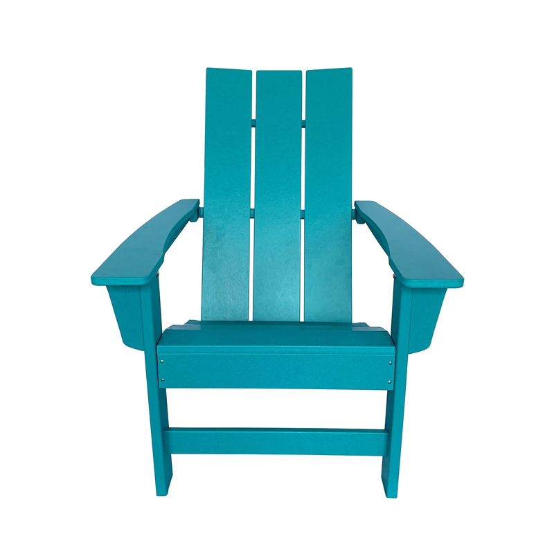 Pemberly Row Modern Resin All-Weather Patio Porch Adirondack Chair in Blue