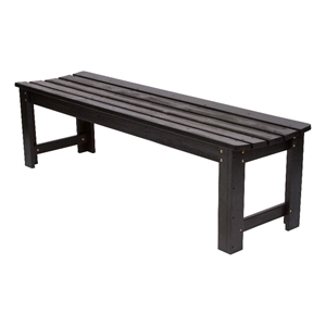 Pemberly Row 60&quot Cedar Wood Backless Patio Porch Garden Bench in Black
