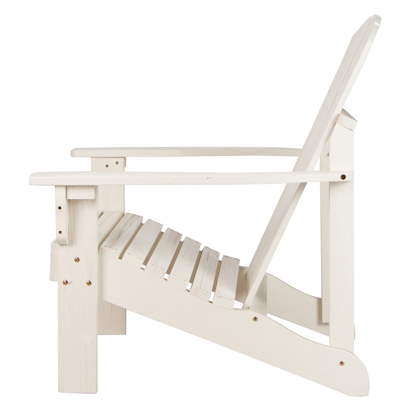 Pemberly Row Traditional Cedar Wood Patio Firepit Adirondack Chair in White