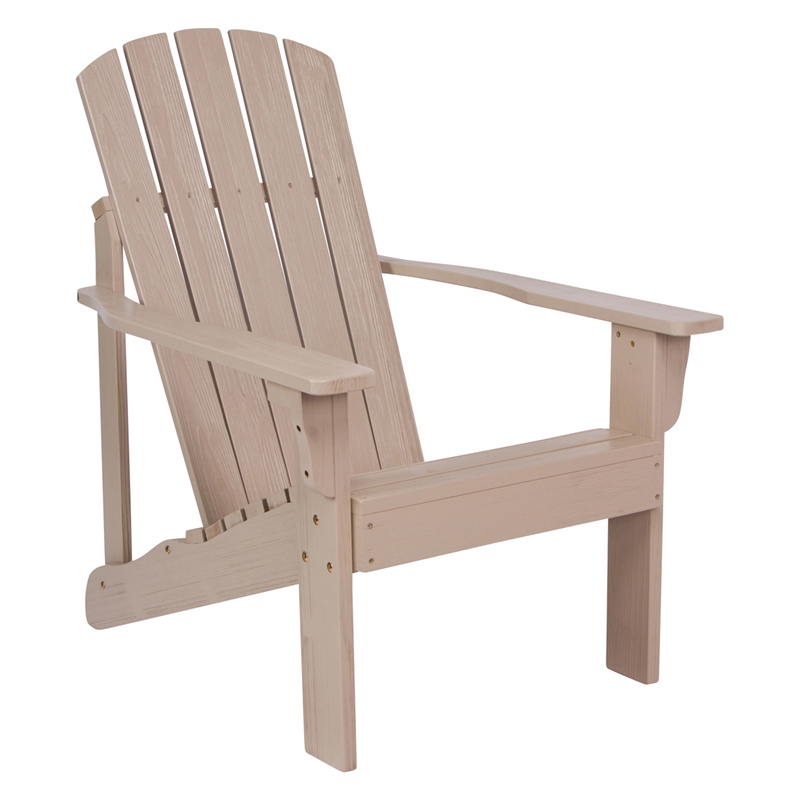 Pemberly Row Traditional Cedar Wood Patio Firepit Adirondack Chair in Gray