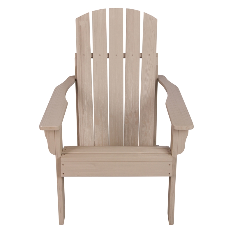 Pemberly Row Traditional Cedar Wood Patio Firepit Adirondack Chair in Gray