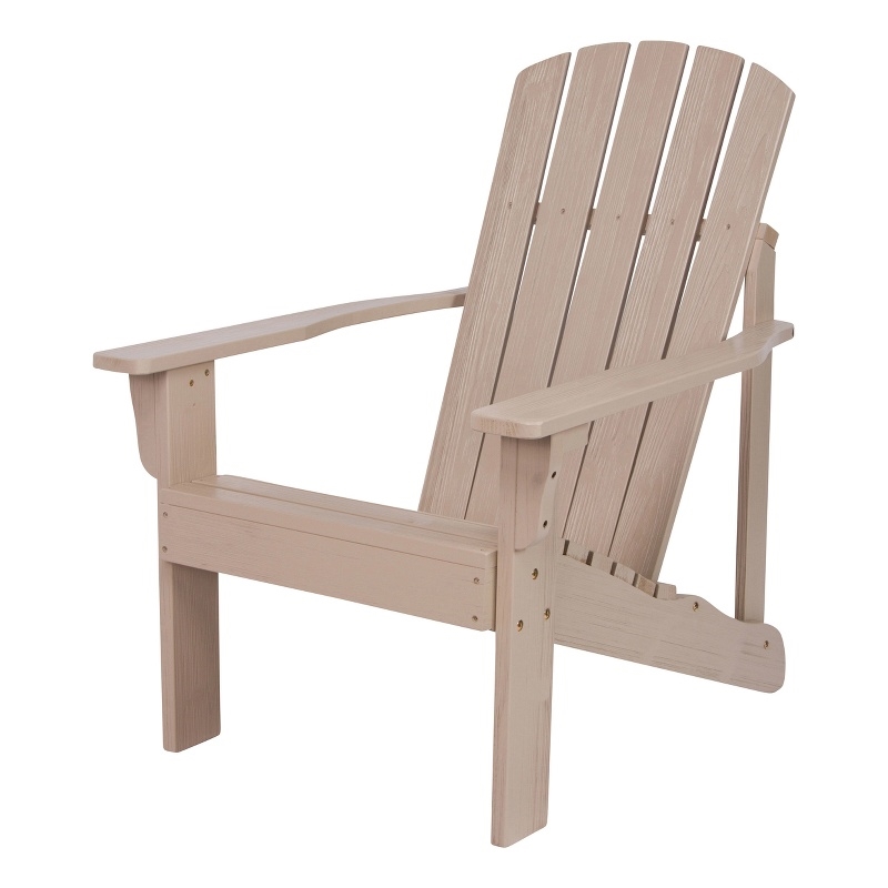 Pemberly Row Traditional Cedar Wood Patio Firepit Adirondack Chair in Gray