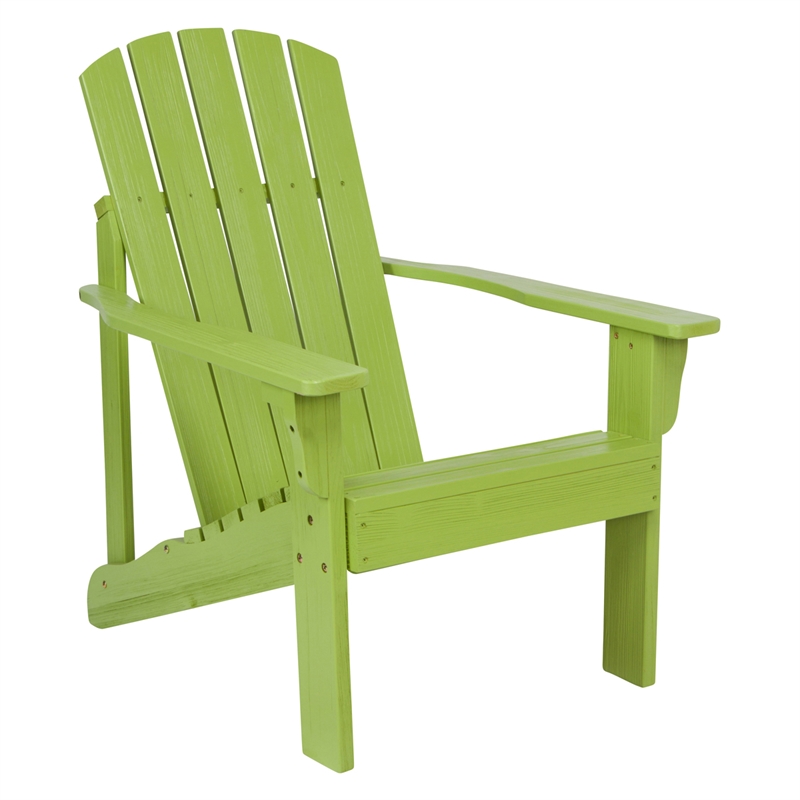 Pemberly Row Traditional Cedar Wood Patio Firepit Adirondack Chair in Green