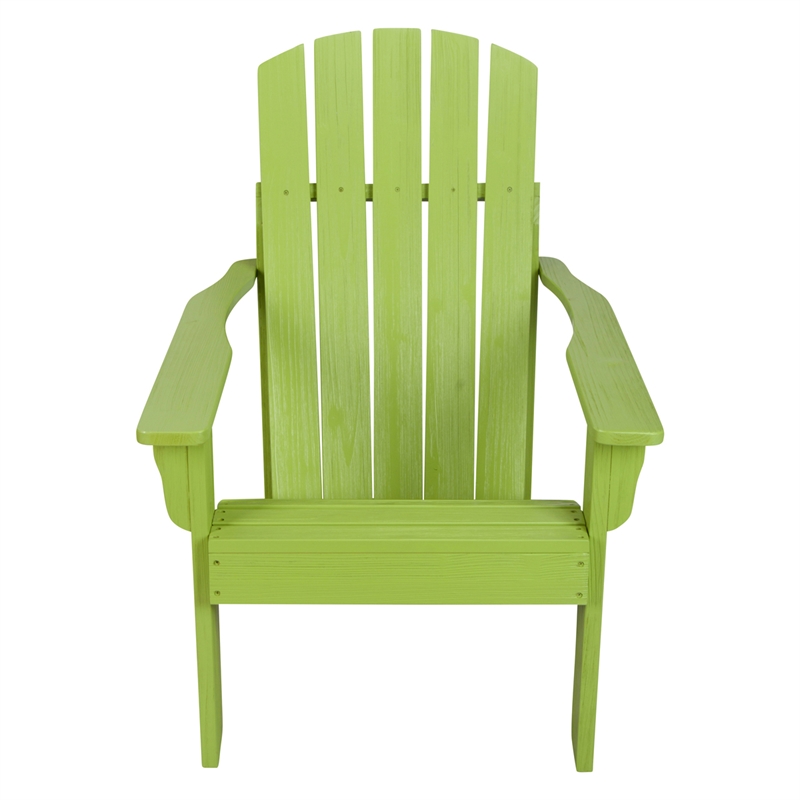 Pemberly Row Traditional Cedar Wood Patio Firepit Adirondack Chair in Green