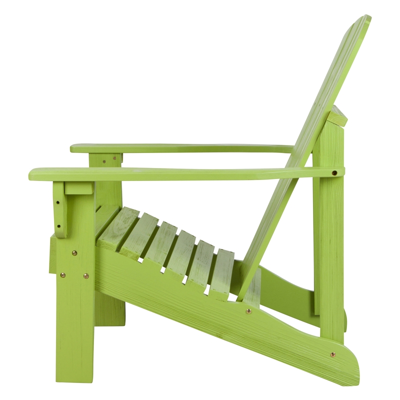 Pemberly Row Traditional Cedar Wood Patio Firepit Adirondack Chair in Green