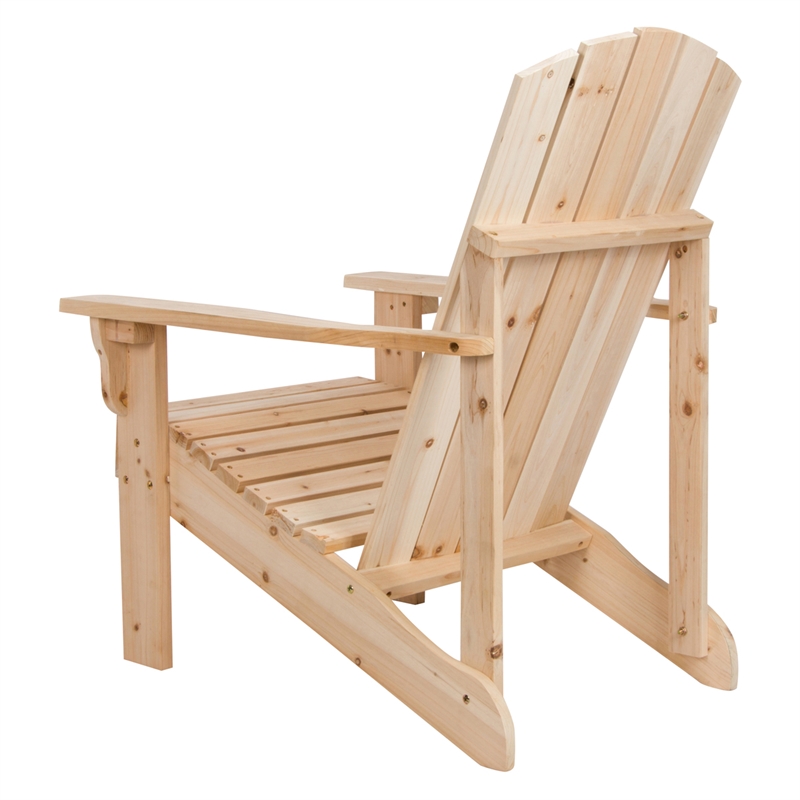 Pemberly Row Traditional Cedar Wood Patio Firepit Adirondack Chair in Beige