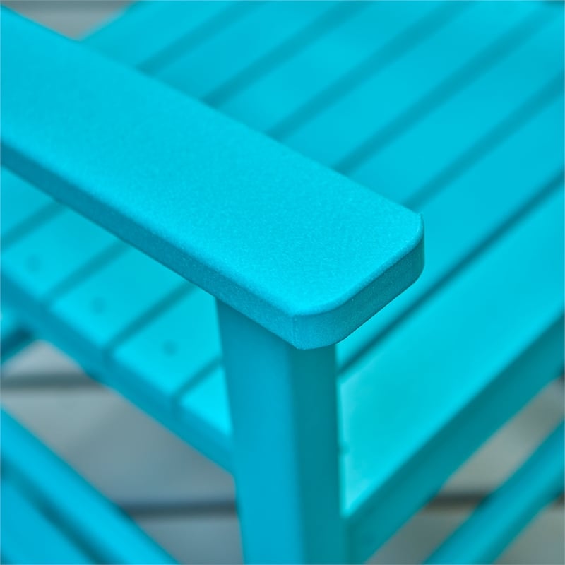 Pemberly Row All-Weather Traditional Resin Patio Porch Rocker in Blue