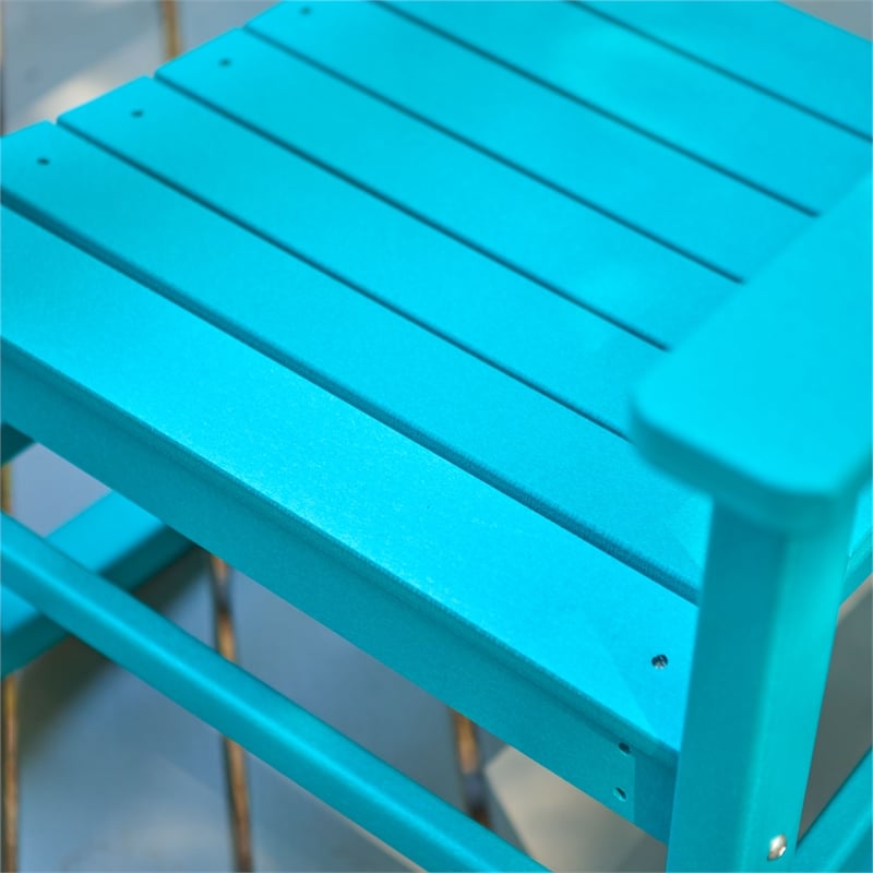 Pemberly Row All-Weather Traditional Resin Patio Porch Rocker in Blue