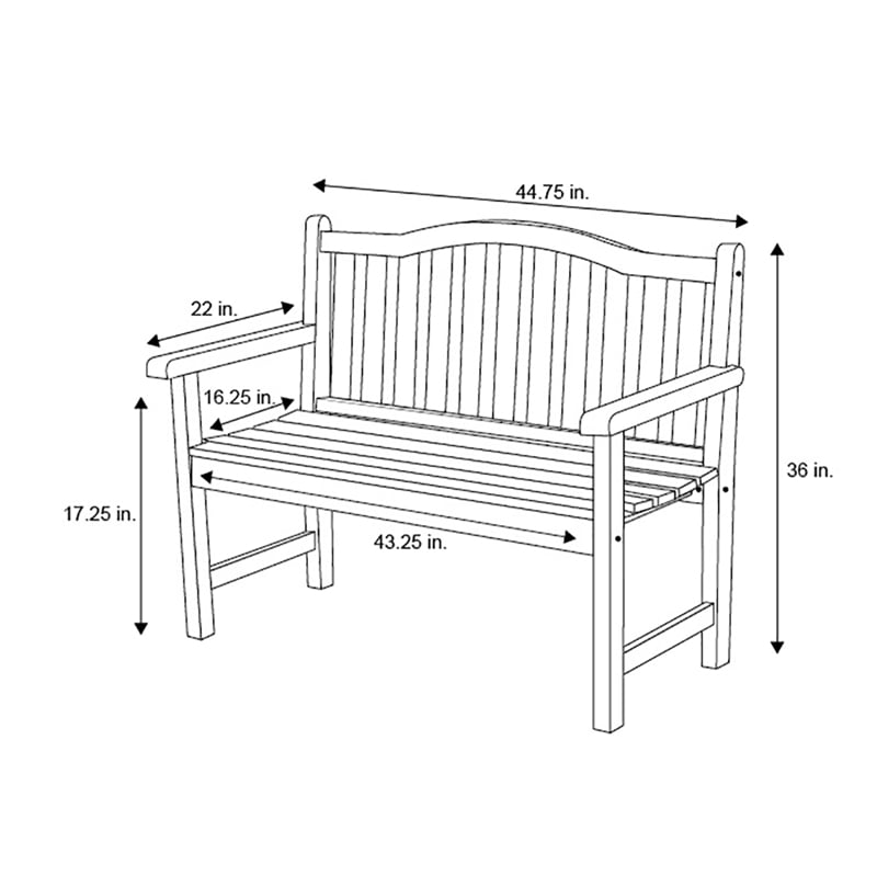 Pemberly Row Traditional Cedar Wood Patio Porch Garden Bench in Beige