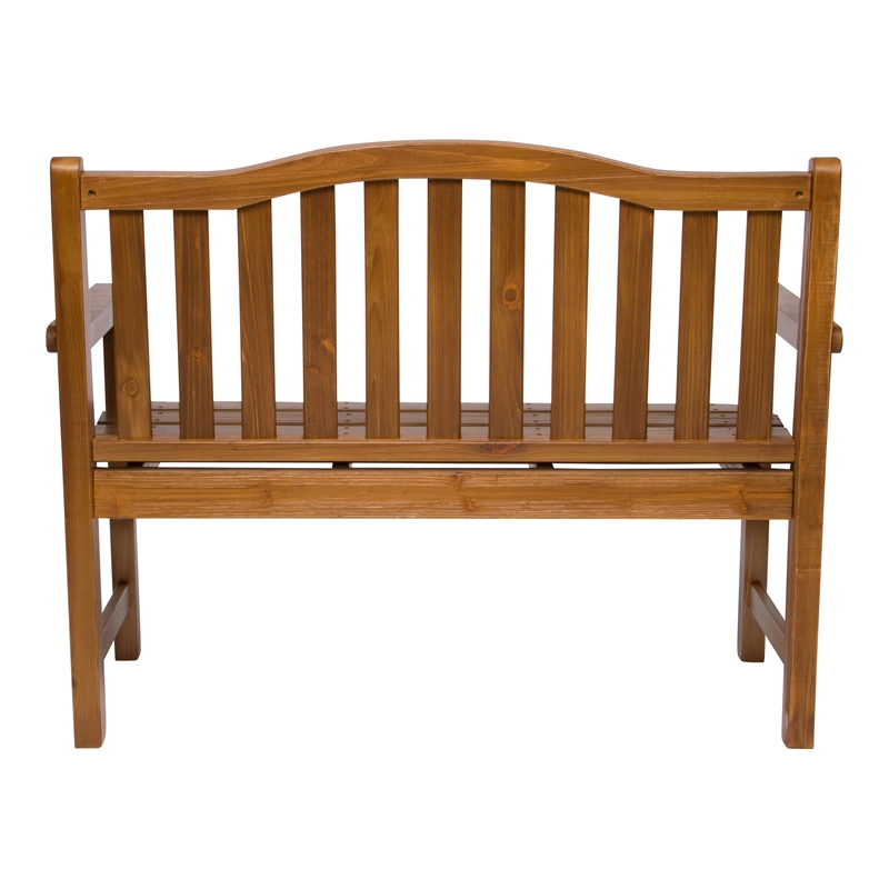 Pemberly Row Traditional Cedar Wood Patio Porch Garden Bench in Brown