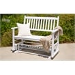 Pemberly Row Traditional Hardwood Outdoor Glider Loveseat in White Finish